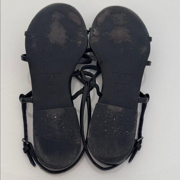 Saint Laurent Cassandra YSL Logo Black Patent Leather Sandals Size EU 38 US 8 - Picture 7 of 9